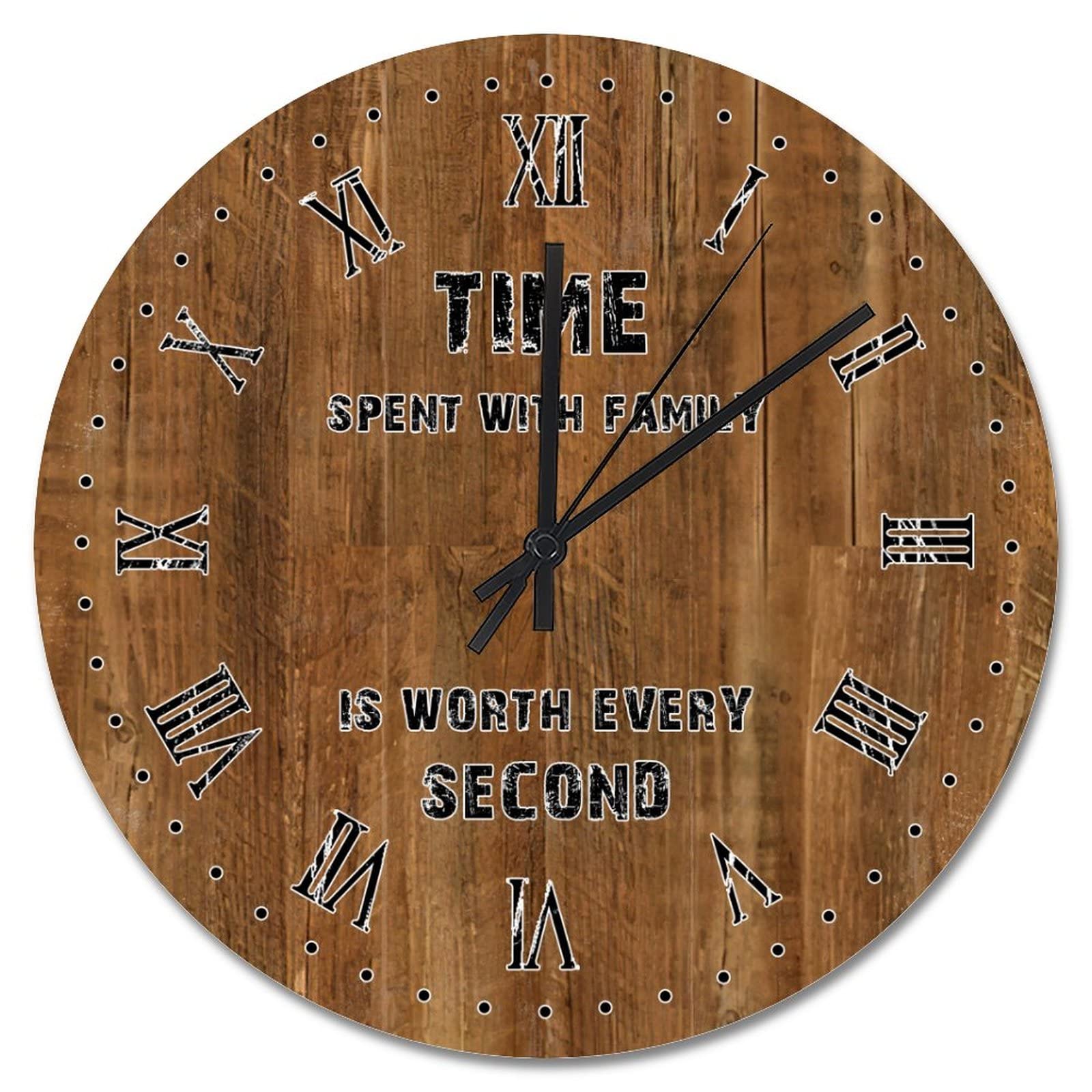 Horloge murale silencieuse à quartz marron 38 cm sans aucun bruit de tic-tac