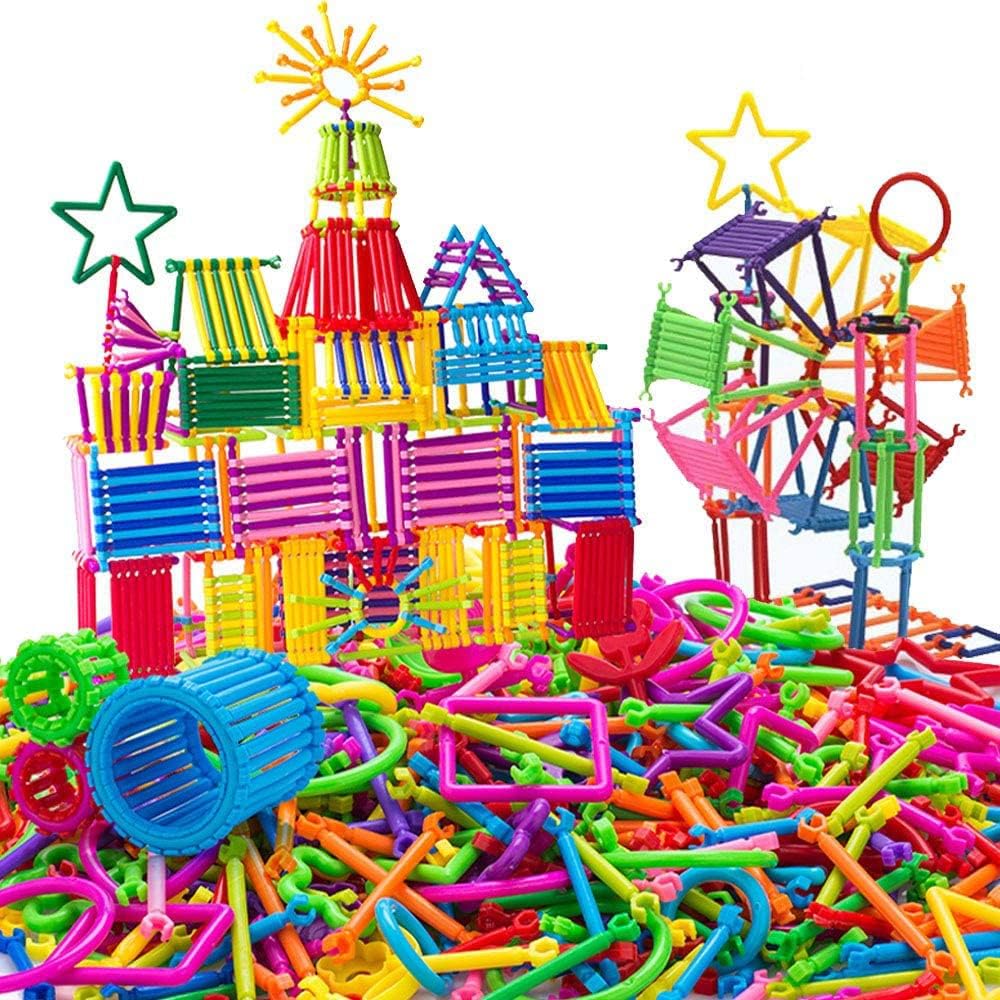 500 PCS Building Toy Building Blocks Bars Different Shape Educational Construction Engineering Set 3D Puzzle, Interlocking Creative Connecting Kit, Building Construction Toys A Great STEM to
