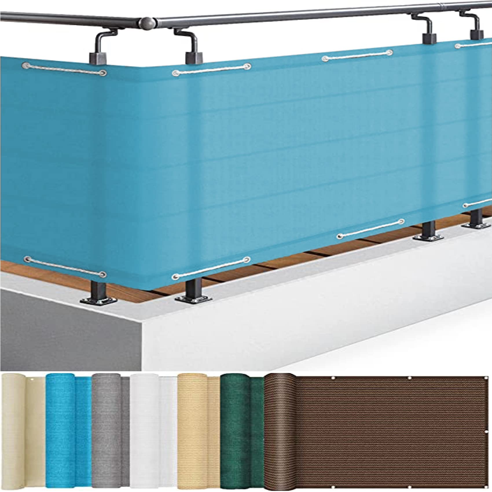 GJZQDKX Balkon 65x500 cm, UV Protection, 100% Privacy, Balcony Cover with Grommets & Cable Ties for Railing – Sky Blue Outdoor Patio Shield