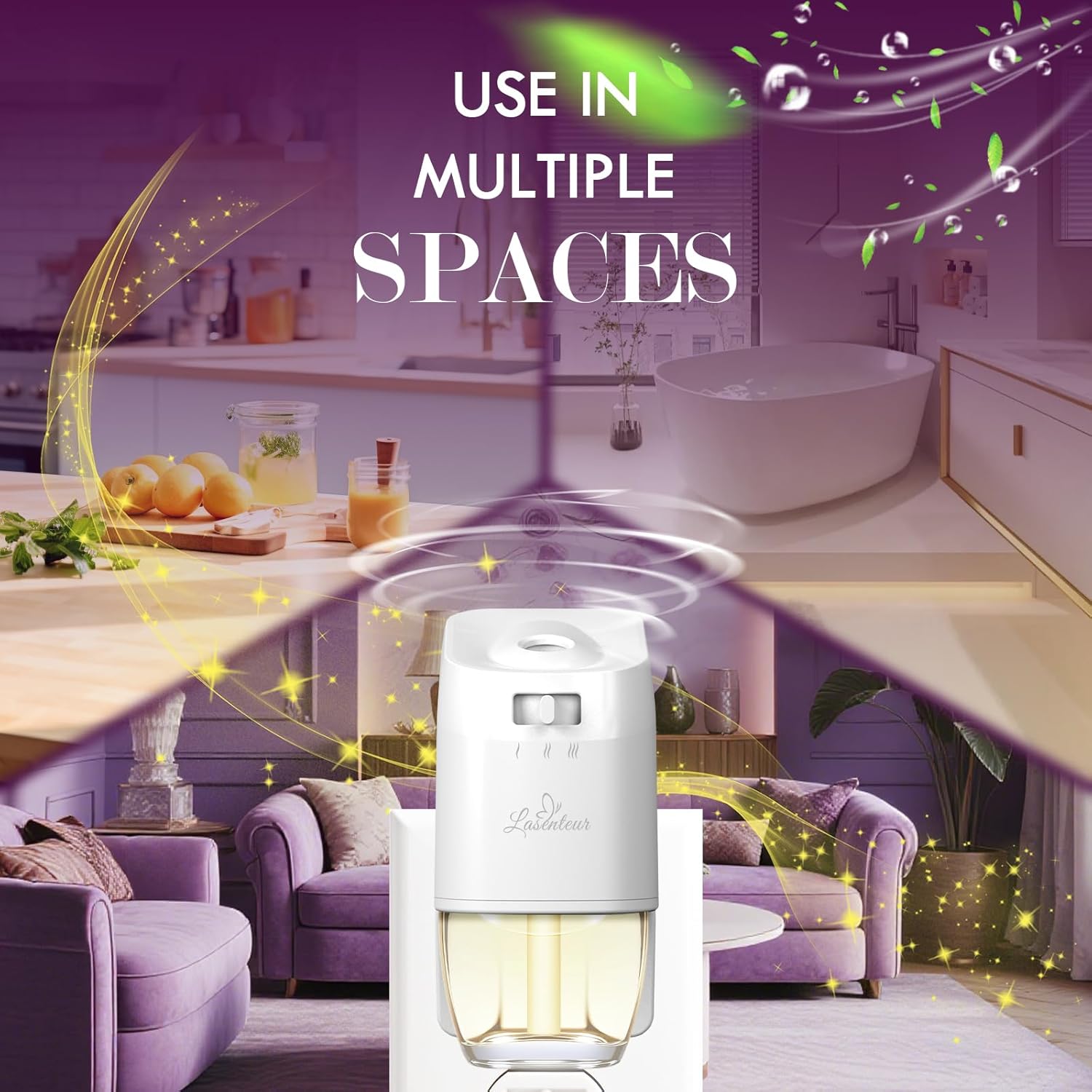 Plug In Air Freshener Refills for Home - Palo Santo & Eucalyptus Sage, Baby Powder Summer Scent for Office & Bathrooms, 12 Count, 7.92 Fl Oz, Compatible with Air Wick & Glade, Not Include Glade Plus