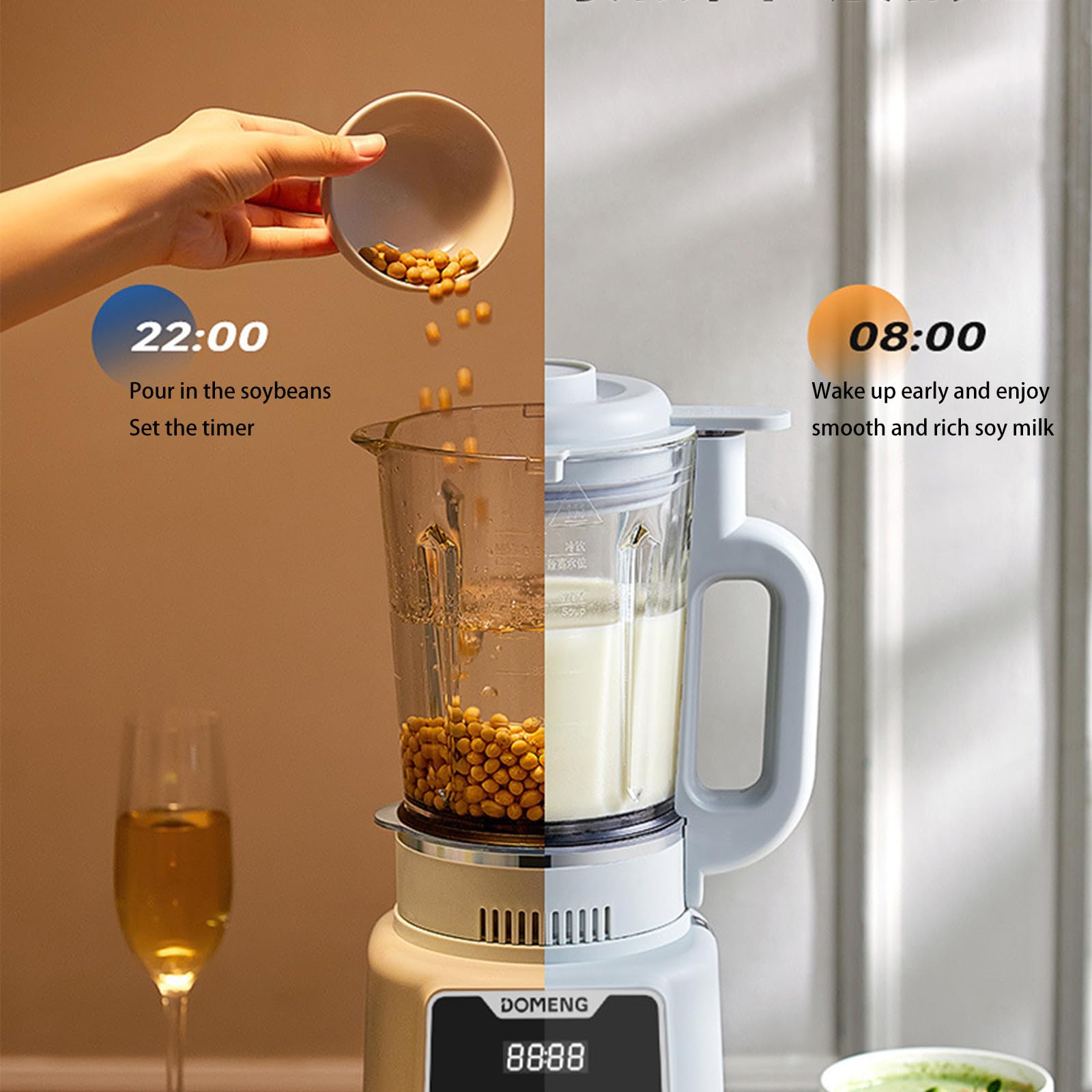 Wielofunkcyjny blender z kruszeniem 360 stopni i 14 ostrzami dla wydajności zapobiegającej przywieraniu, pojemności 1,75 l, planowania 24-godzinnego, automatycznego czyszczenia i funkcji ciepła/zimna