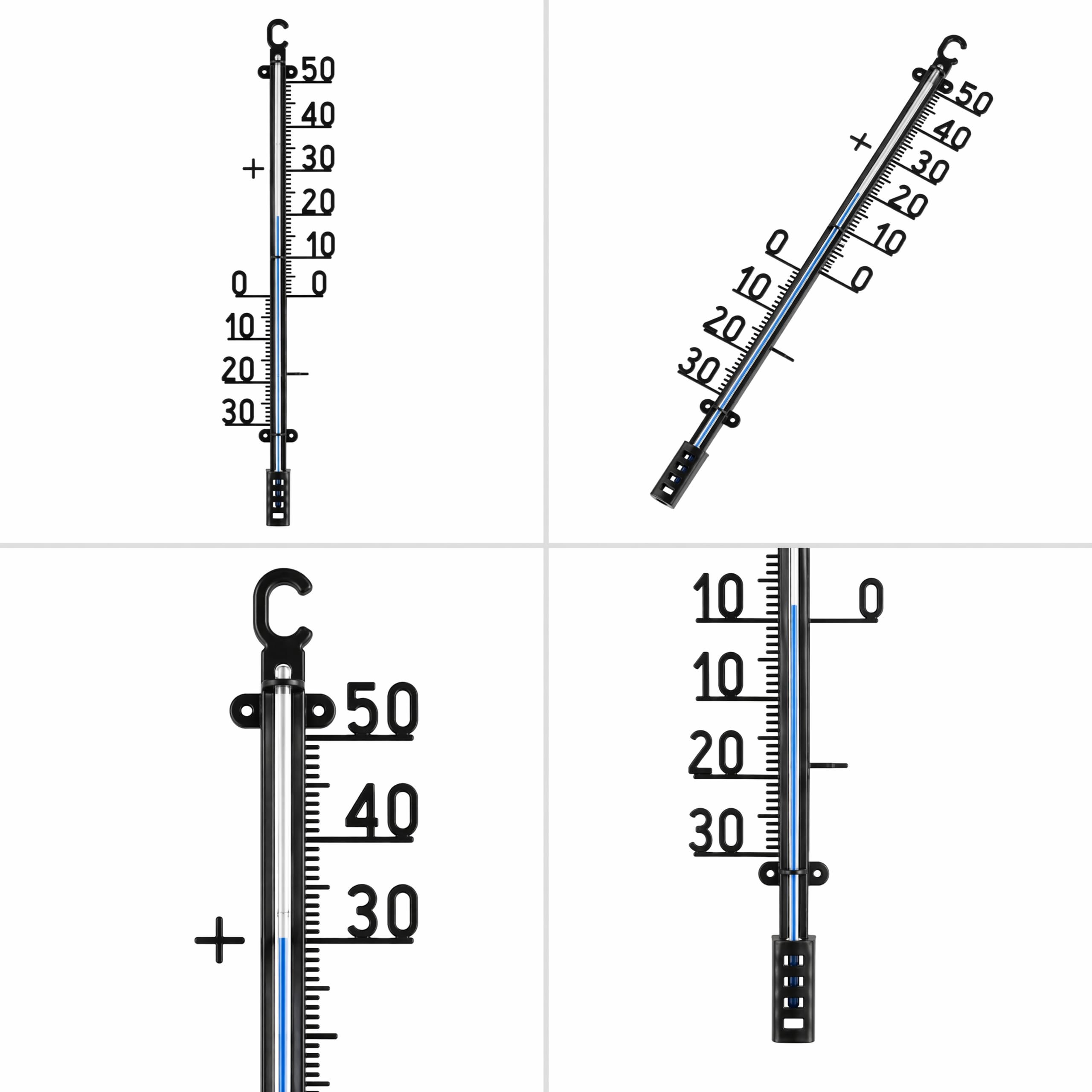 Lantelme XXL Außenthermometer 67cm Analog Kunststoff Schwarz | Temperaturanzeige -30°C bis 50°C | Thermometer für Garten Terrasse Außen | Gartenthermometer Deutsche Herstellung