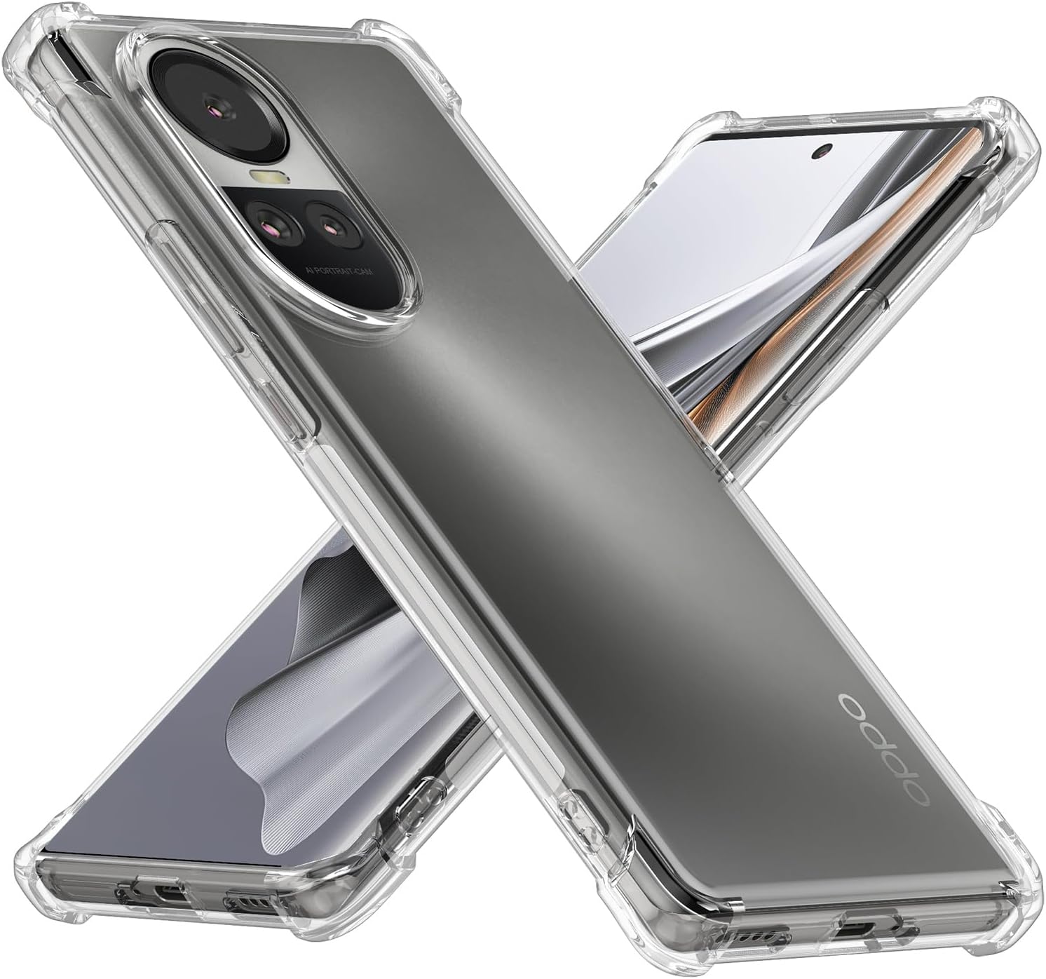 CreseeCase for Oppo Reno 10 5G, Clear Phone Case with Reinforced Corners Bumper Slim Fit Shockproof Flexible TPU Case for Reno10 5G, Transparent