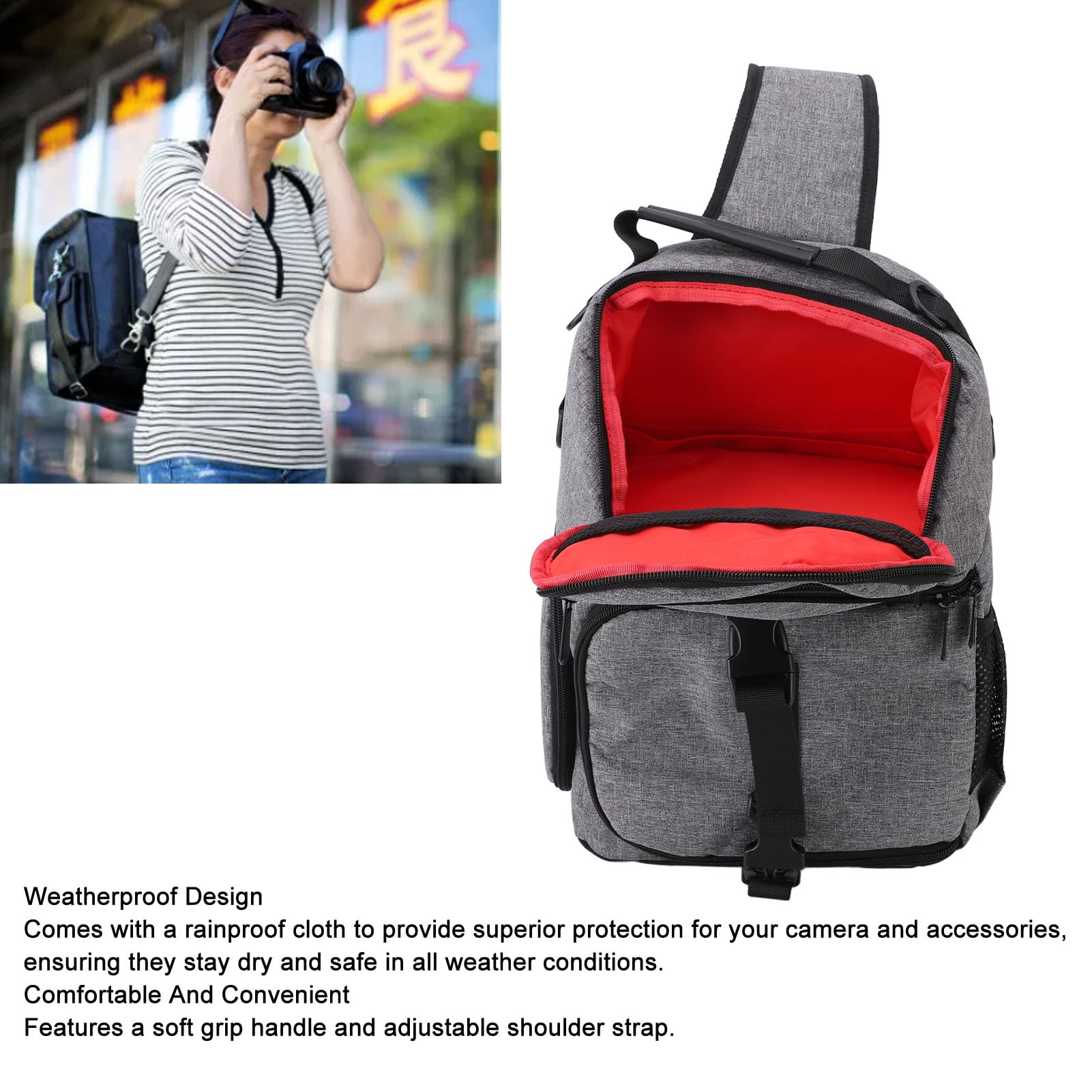 LICAEVEY Zaino per Fotocamera, Borsa a Tracolla per Fotocamera Fotografica DSLR/SLR/Mirrorless, Borsa per Fotocamera Impermeabile e Antiurto con Inserti Modulari Rimovibili Compatibile
