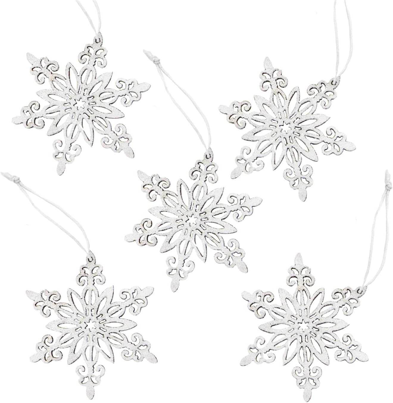 Logbuch-Verlag Holz Schneeflocken Anhänger - 8er Set Weihnachtsbaumschmuck Natur