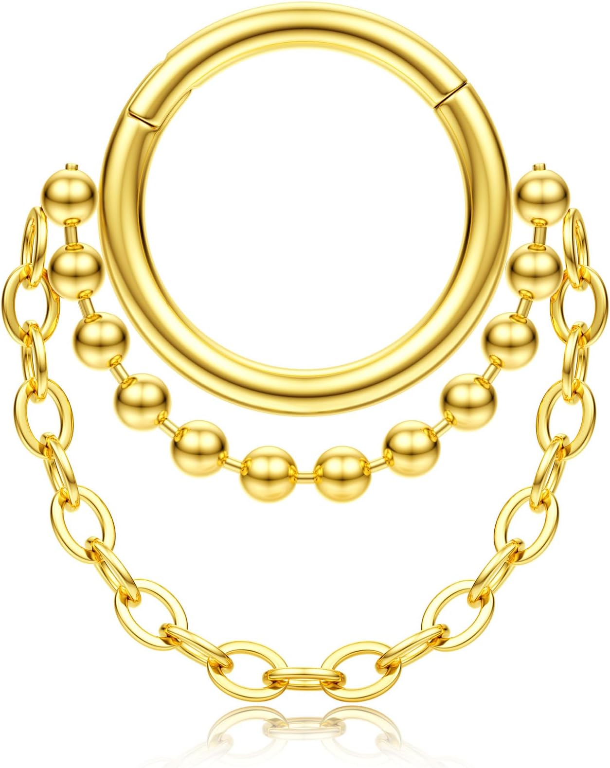 16G/18G Septum Rings Clicker - 316L Stainless Steel Hinged Hoop Nose Rings for Women Dangle Earrings Hoop Cartilage Conch Piercing Jewellery Tragus Daith Helix 14k Gold Plated/Silver 8/10MM