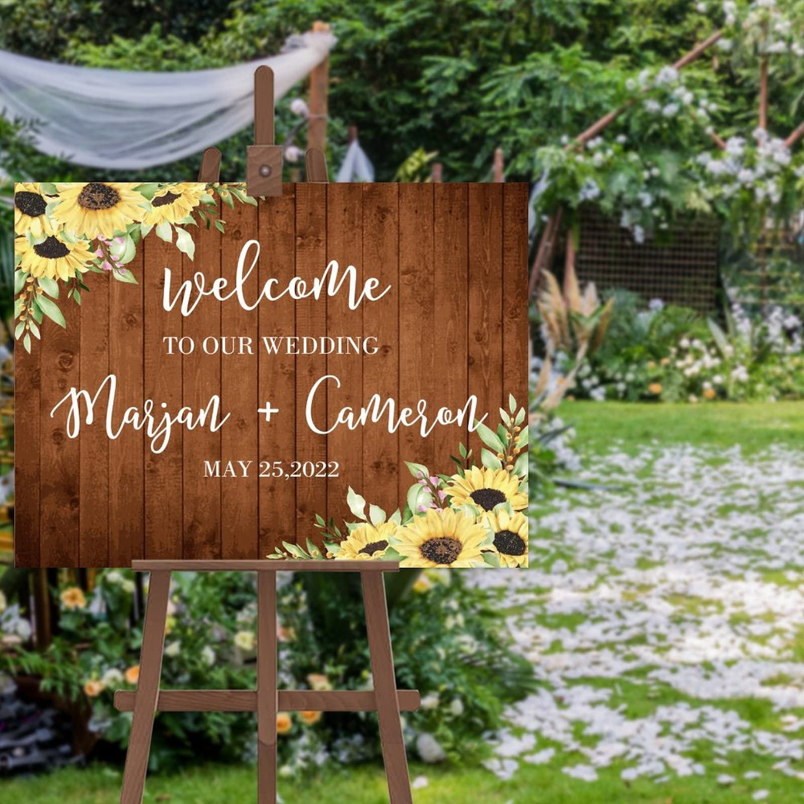 Personalisiertes Hochzeits-Willkommensschild Willkommen zu unserem Hochzeits-Holzschild inspirierende Hochzeitsbanner Dekor Holzschild Hochzeitsempfang Poster für Zeremonie Verlobung Party