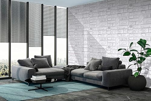 Miniatura 2 de Retro-Art Paneles de pared 3D, paquete de 6, bloques de piedra natural en blanco, PVC, 17.5 x 23.75 pulgadas, cubren 17.31 pies cuadrados 565CW