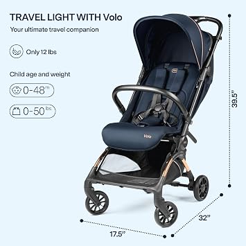 PEG Volo, Ultra Lightweight Carry-On Compliant Travel Stroller, Mon Amour