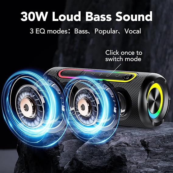 Portable Bluetooth Speaker, Bluetooth 5.4 Speaker,30W Dual Speaker with LED Display, Deep Bass, 30H Playtime, Colorful RGB Lights, IPX7 Waterproof,TWS pairing for Outdoor/Home/Party/Travel,Gift Ideas