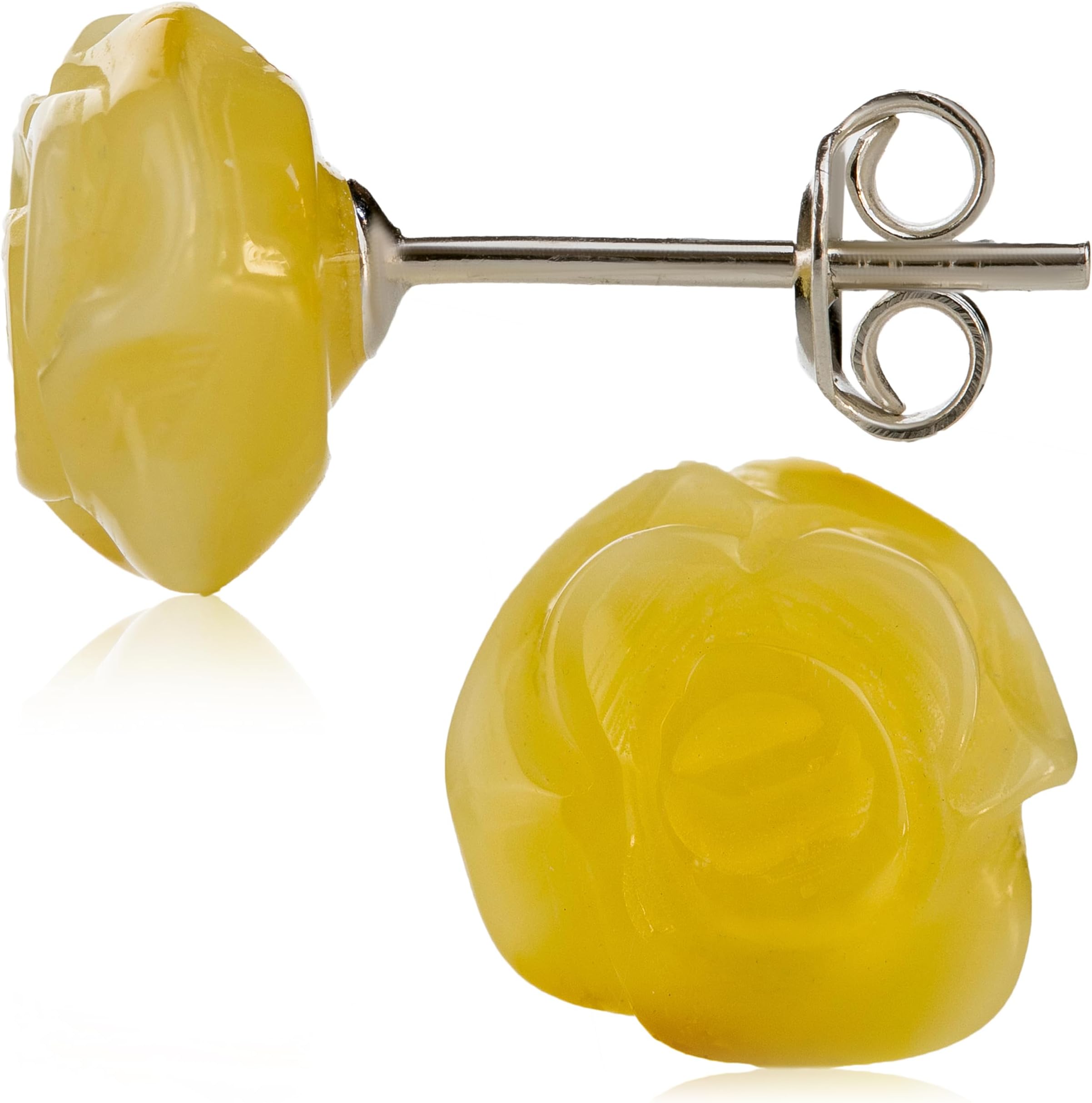 Amber Stud Earrings - Certified Handmade Natural Baltic Amber Stone 925 Sterling Silver Hypoallergenic In Gift Box - Amber Culture