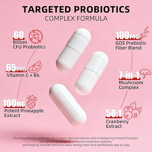 Miniatura 6 de Probióticos vaginales para mujeres, suplemento de probióticos y prebióticos Akkermansia para la salud vaginigal, equilibrio de pH, humedad, control