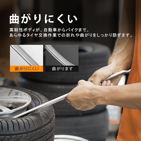 Sondsilen タイヤレバー タイヤ交換 30cm 2本入り 自動車 バイク用 ホイール タイヤ交換 脱着 工具 バイク修理 ツール - 5