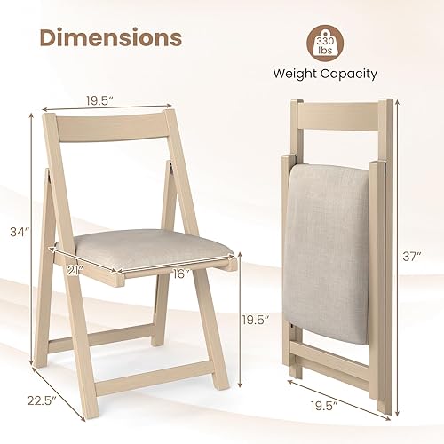 Miniatura 3 de GOFLAME Juego de 8 sillas plegables de comedor, sillas plegables con asiento acolchado y respaldo ergonómico, marco de madera de goma, sillas