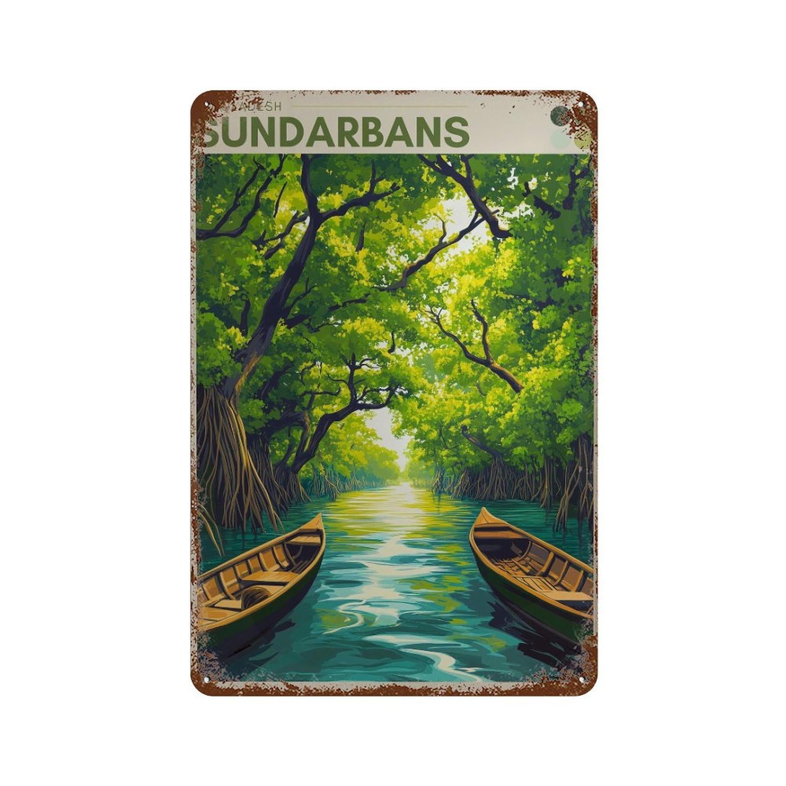 xiaoxiaoshen Sundarbans Bangladesh Travel Tropical Wall Decor Art Metal Tin Poster Modern Home Decor Art Home Bar Shop Decorations Vintage Sign 30x20cm