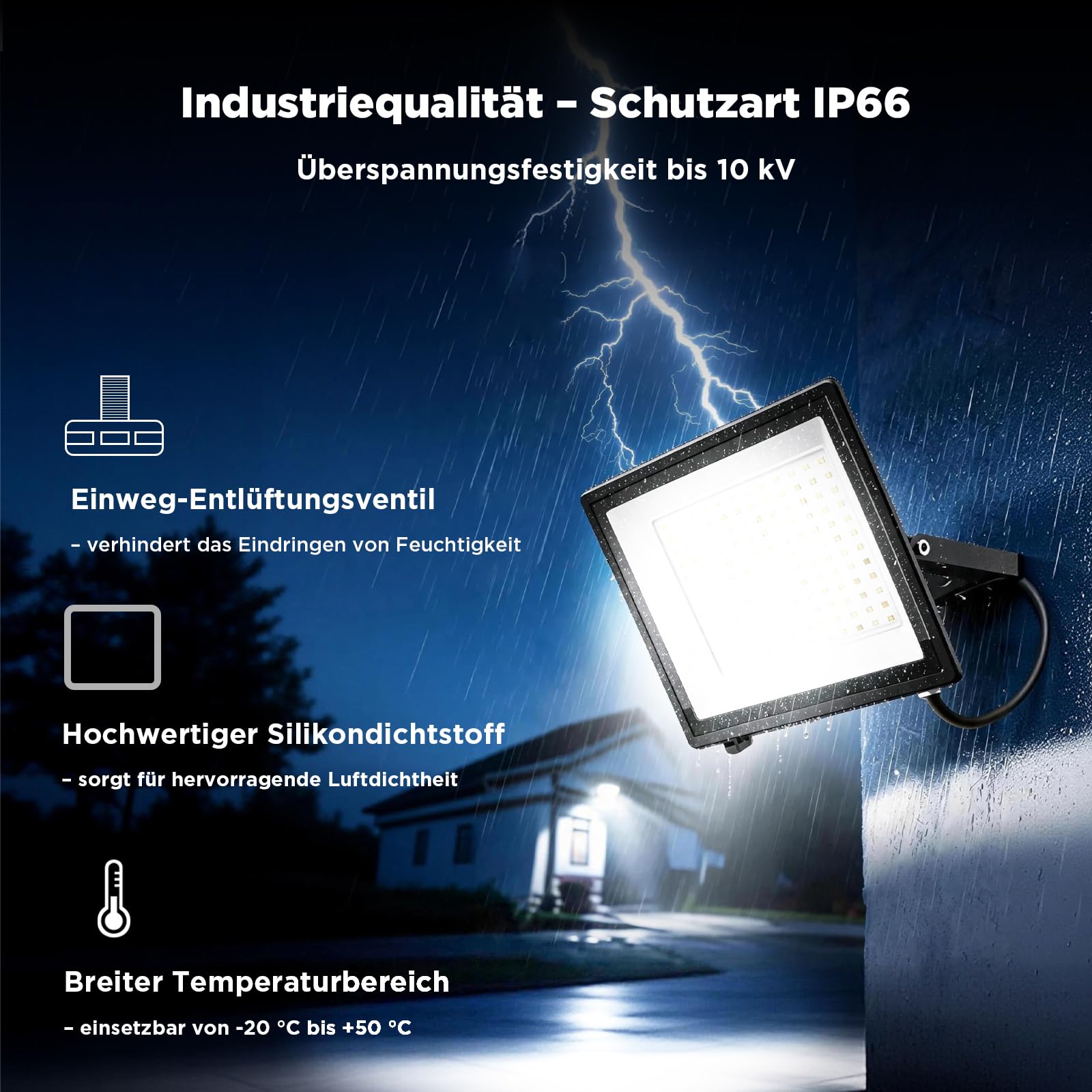 Glostars Lot de 4 spots LED d'extérieur 150 W 16500 lm 6500 K