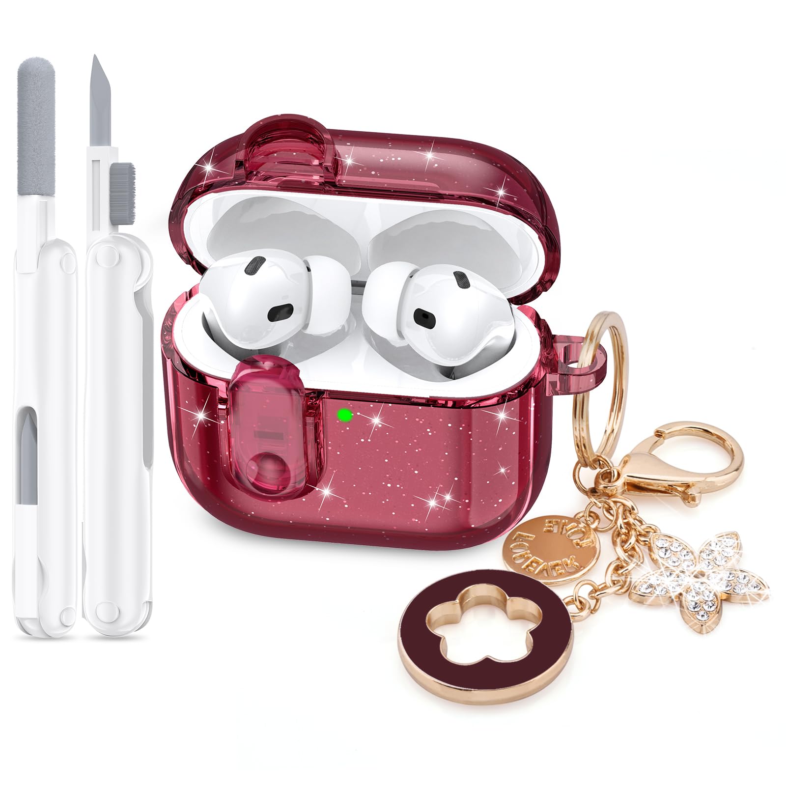 Case for Apple Airpods iPods Pro 3 Cases Cover Clear 2025 Cute Women, VISOOM Cute Air Pods Pro 3 Case Clear Transparent Airpods iPods Pro 3rd Gen Protective Cases with Keychain/Lock/Cleaning Kit