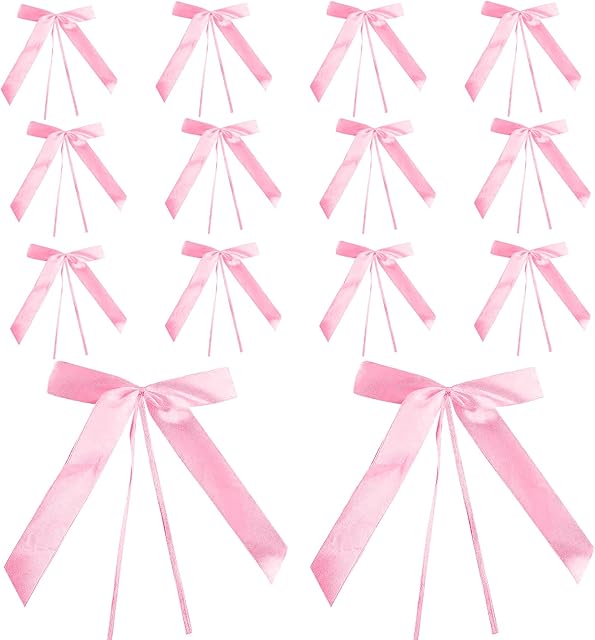 LOOPES 80Pack Pink Bows,Satin Ribbon Bows for Gift Wrapping Car DIY Crafts Wedding Birthday Party Valentine's Day Xmas Easter Decor Wreath Ornament(Pink)