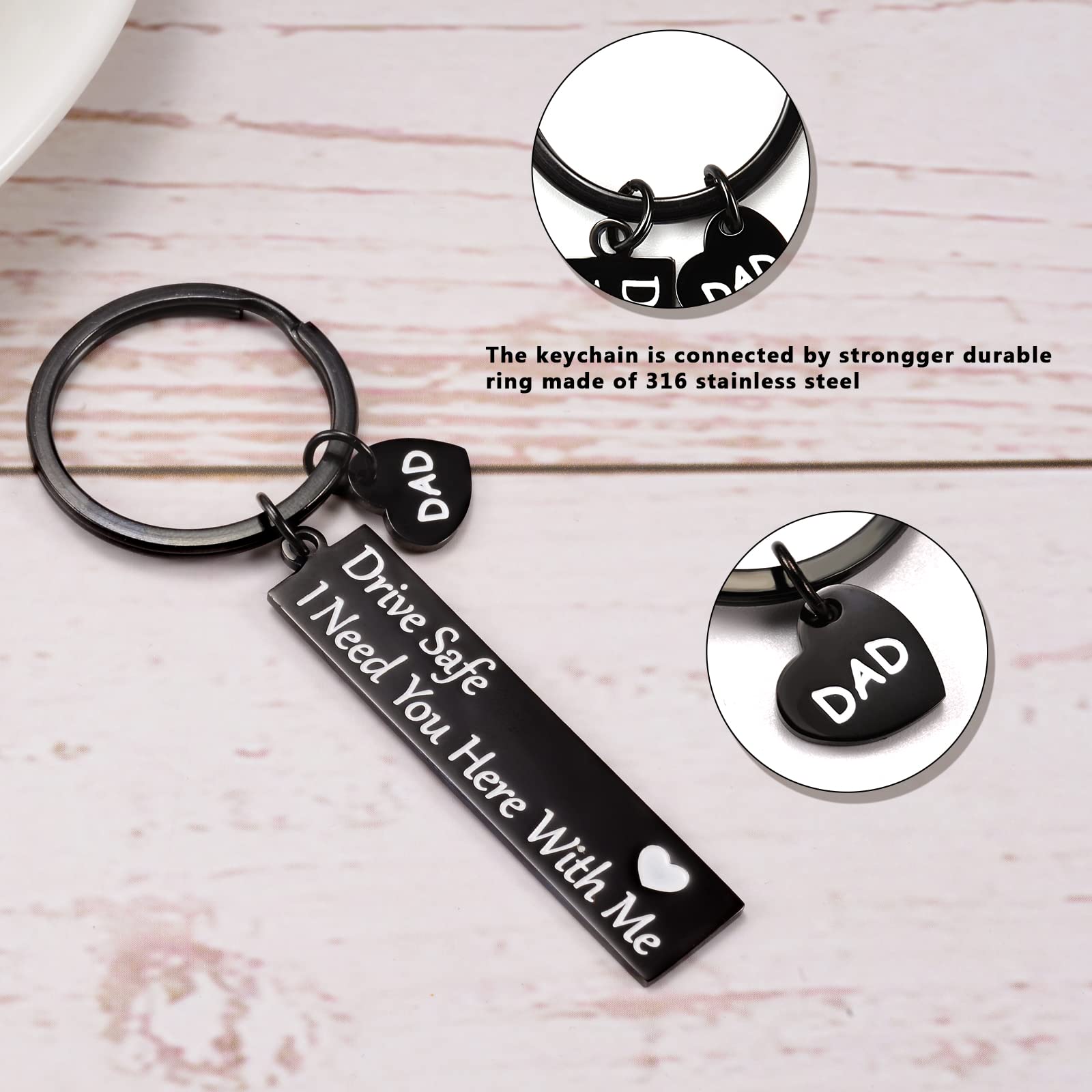 YELUWA Portachiavi Drive Safe Ti amo, ho bisogno di te qui con me Portachiavi regali per fidanzato, marito, papà, regali con scatola