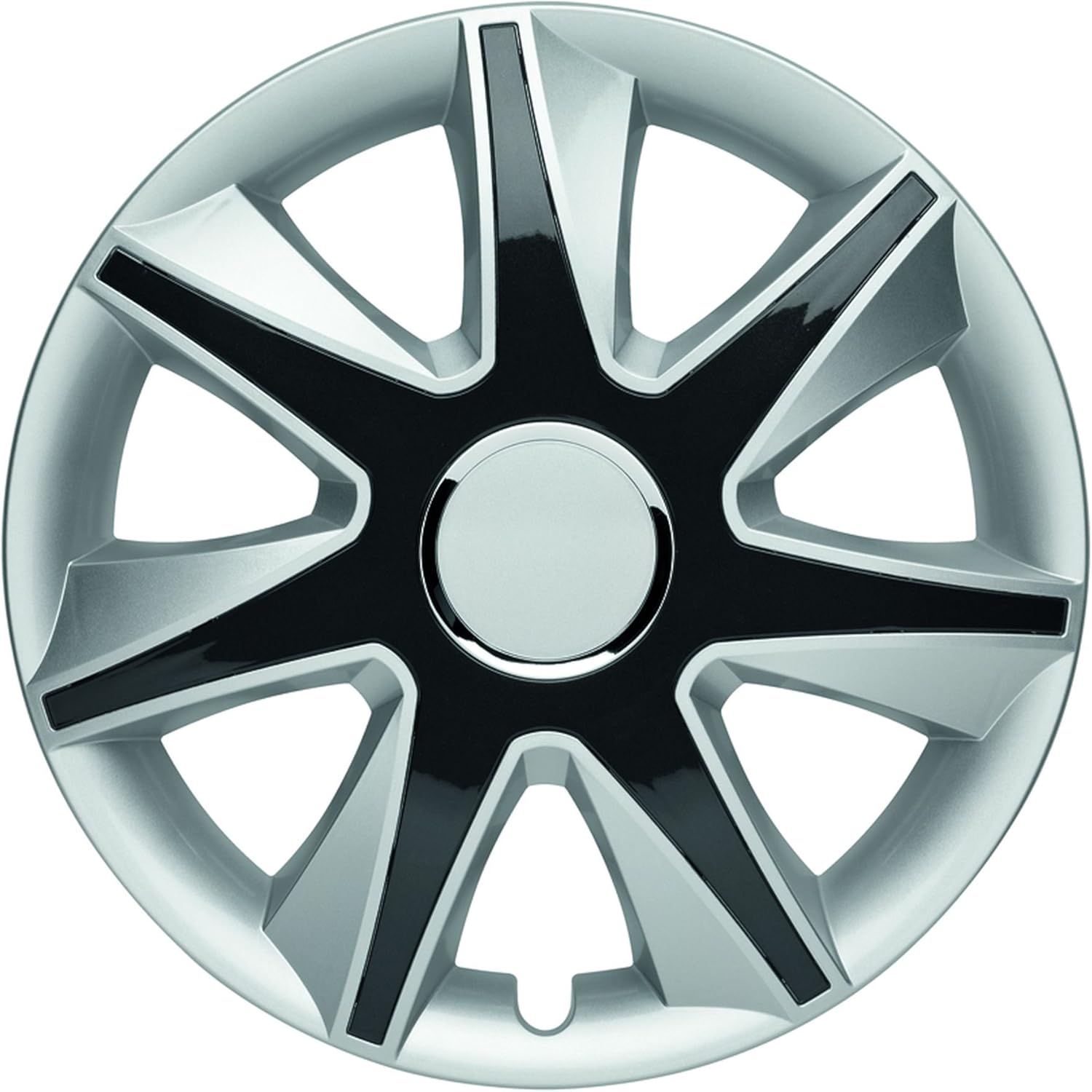 Albrecht 49475 Run IV Gloss Silver/Black Plus 15" Wheel Cover, (Set of 4)