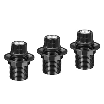 PATIKIL E14 Bulb Holder Light Socket, 3 Pack Screw Fully Thread LED Bulb Lamp Holder for Pendant Lights, Black