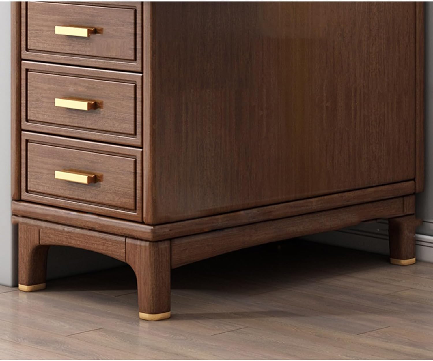 ソファサイドキャビネット 新中国スタイル 無垢材 ソファサイドボード ウォールナットサイドボード リビングルーム サイドテーブル コ