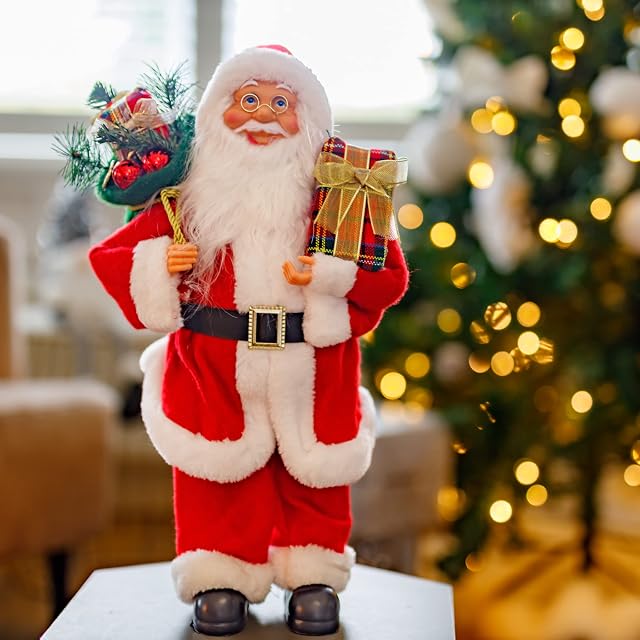 Garden Mile Marco Paul Traditional Standing RED Christmas Santa Claus Decorations Home Decoration Xmas Decorations Father Christmas Ornaments (40cm)