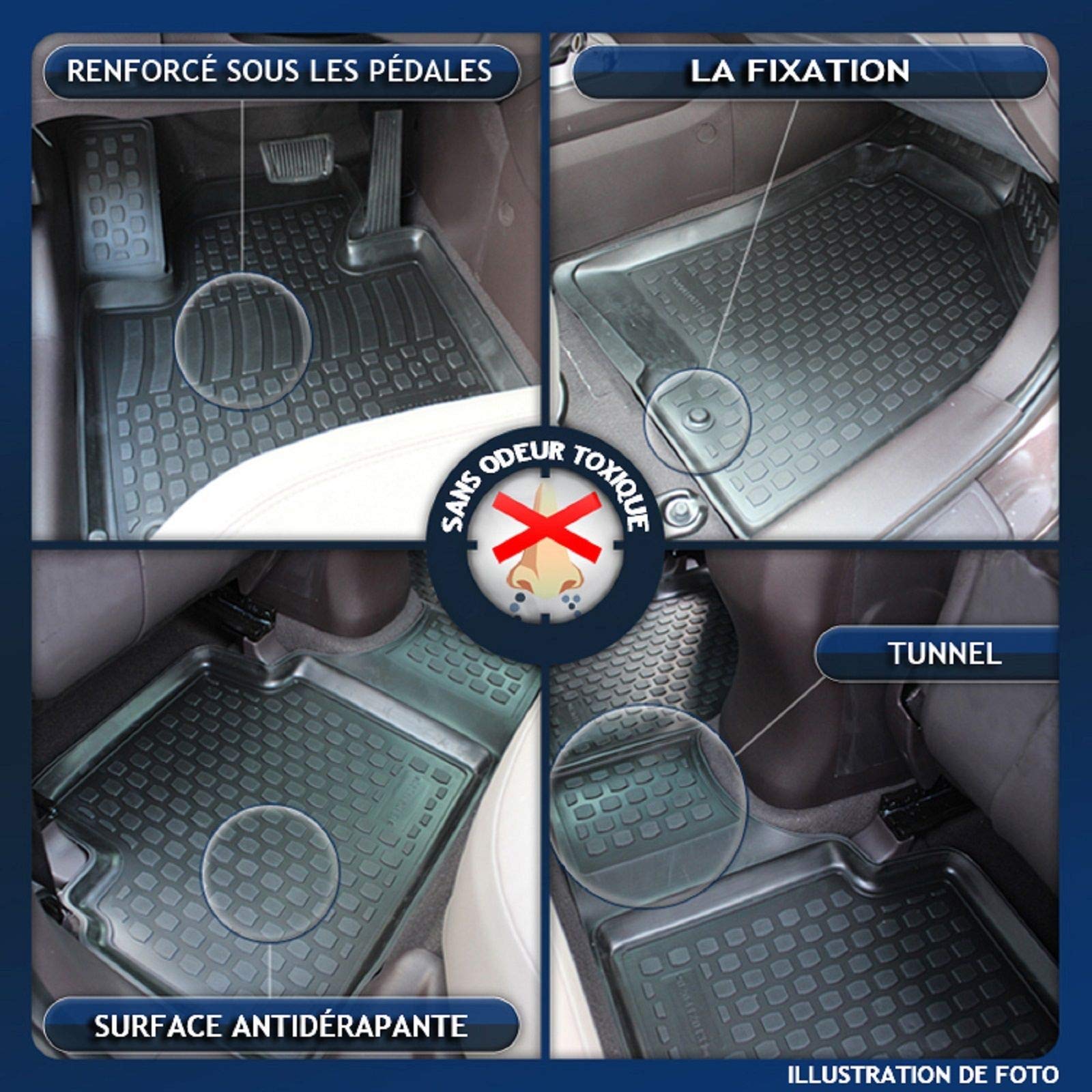 J&J AUTOMOTIVE Tappeti Auto In Velluto Su Misura Per Peugeot 206/206+ (1998-2012) - Set 4 Pezzi AntiScivolo