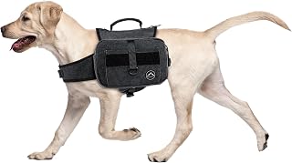 HimalOutdoors Tactical Dog Hiking Backpack for Large Dogs - Adjustable Saddle Bags with Breathable Mesh & Side Pockets