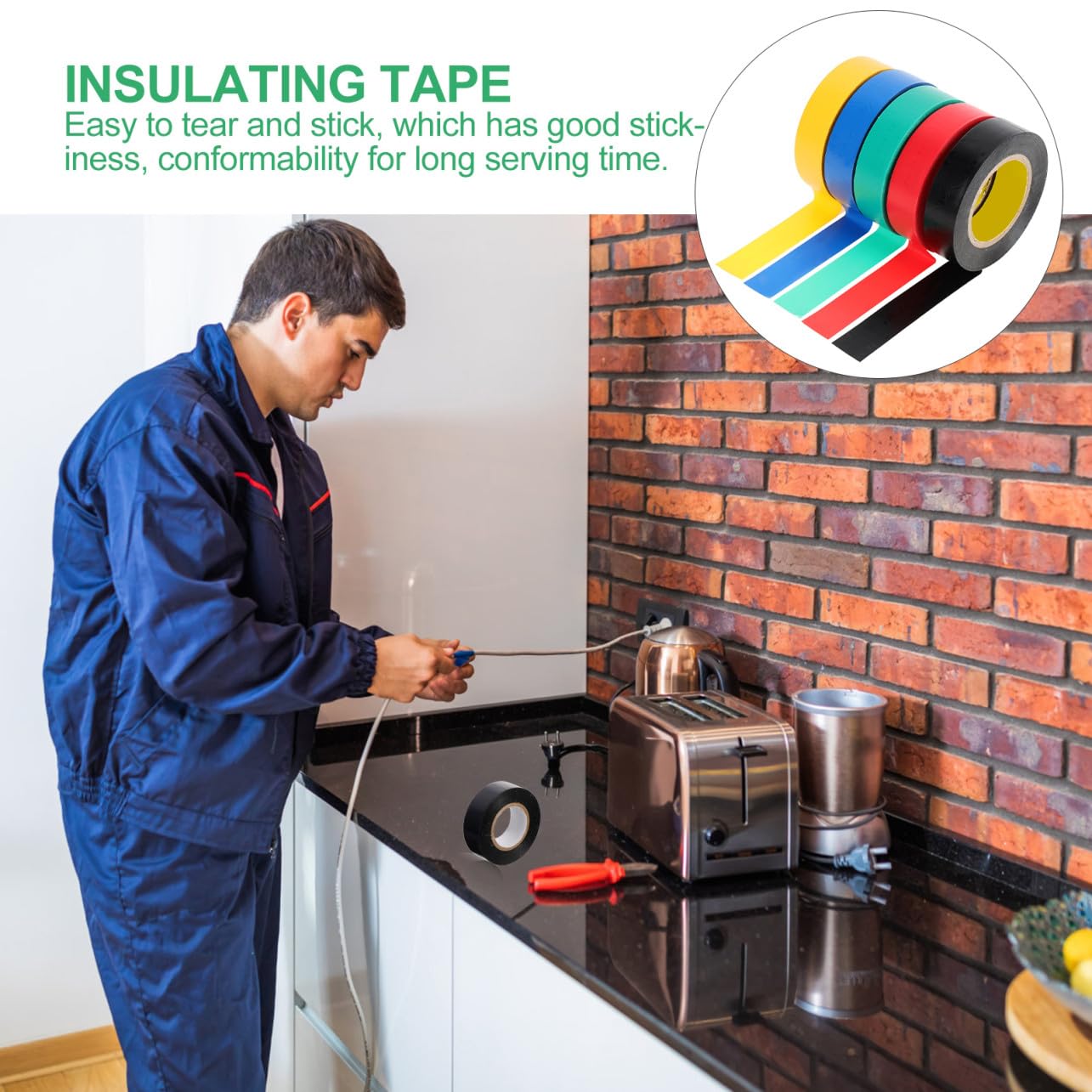 iplusmile Pvc Isolierband Hochtemperaturbeständig für Elektroarbeiten | Mehrfarbiges, für Innenbereich, Schutz von Kondensatoren, 10 Stück Packung