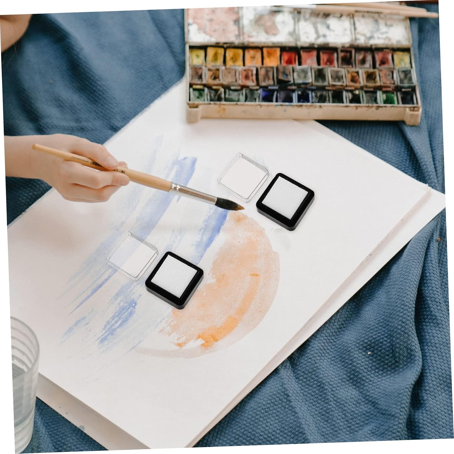 HAPINARY 10pcs Blank Ink Pads Colorless Finger Ink Pads for DIY Crafts Painting and Scrapbooking for Creative Projects