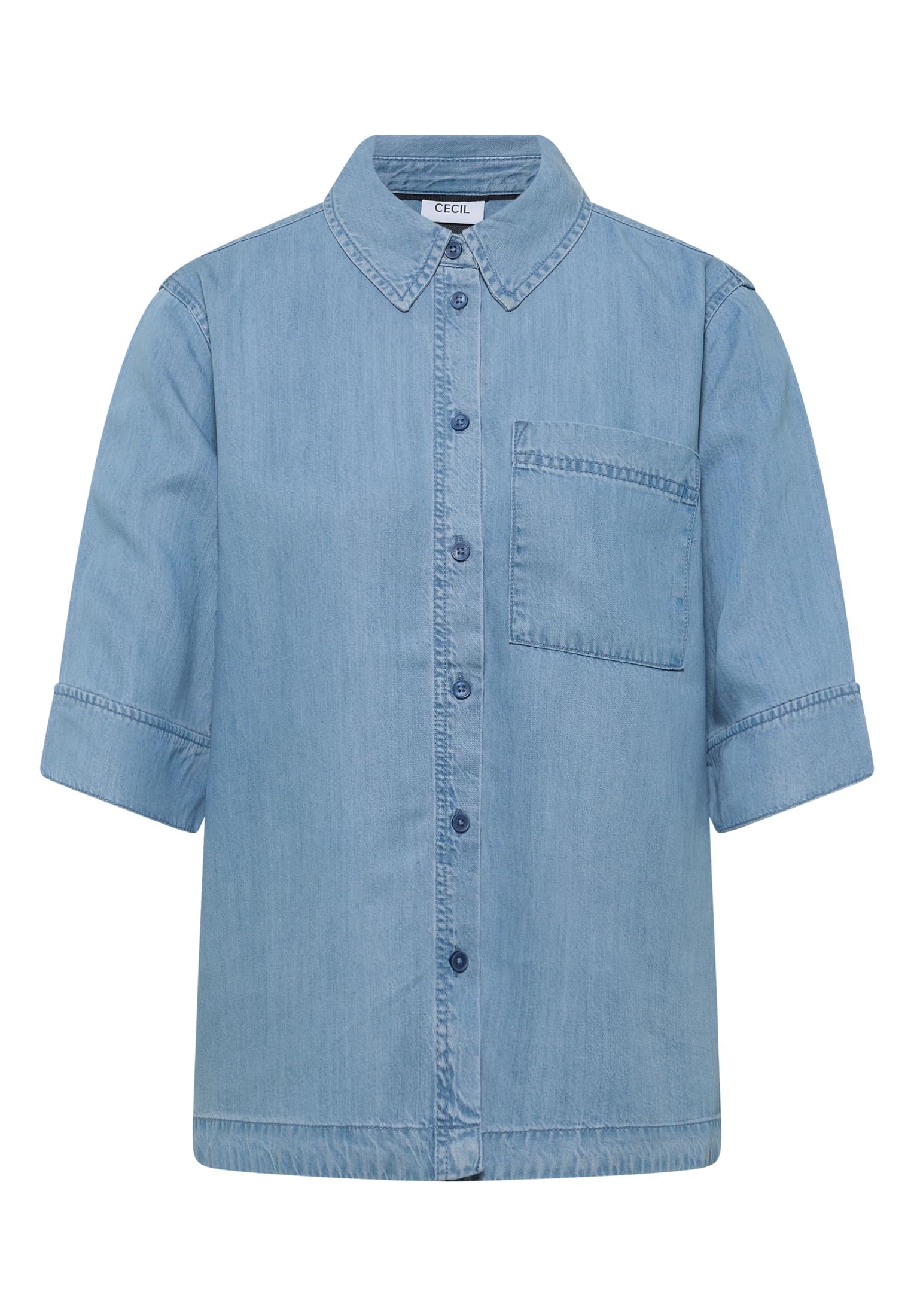 Cecil Kurzarm Hemdbluse im Denim-Look
