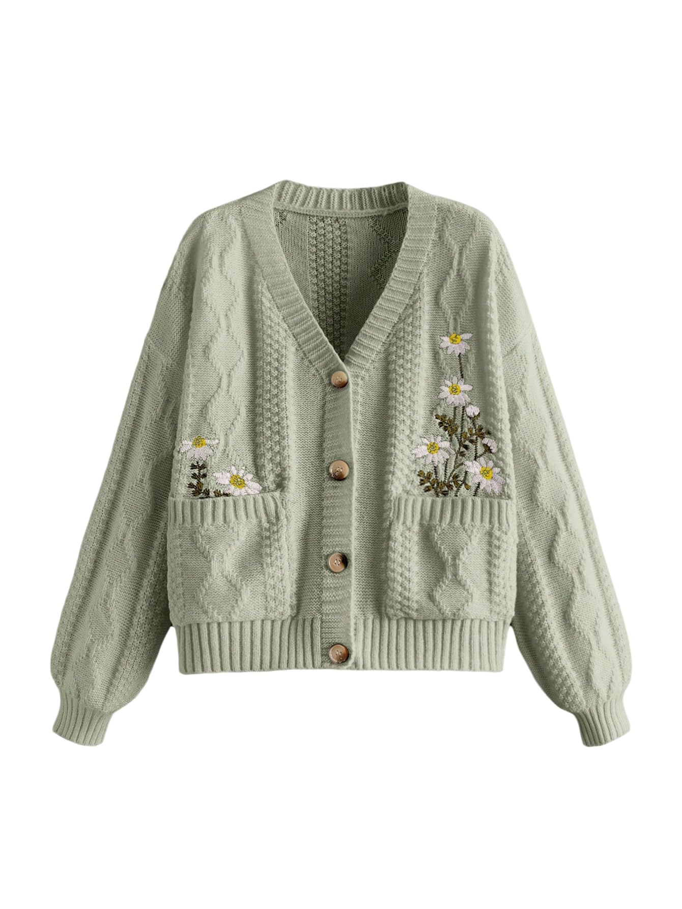 gorglitter Women's Chunky Boho Button Up Cute Cardigan Embroideried Fall Trendy 2025 Sweaters Cottage Core Clothes-picture-11