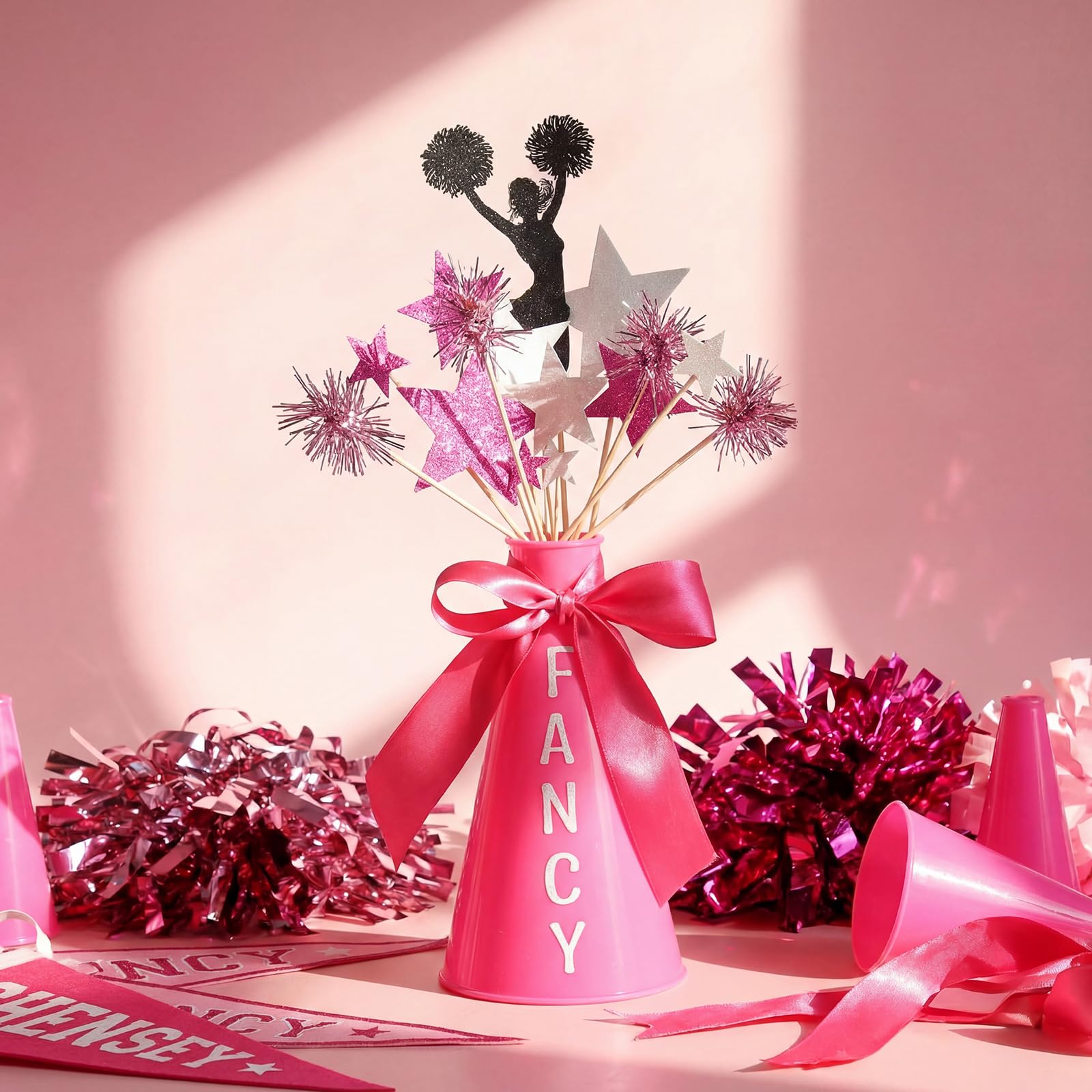 Weysat Lot de 6 mégaphones de pom-pom girl en vrac pour décoration de fête, esprit d'équipe dans vos mains, sportifs, bruyants, mégaphone en plastique pour jeux de match et activités de plein air