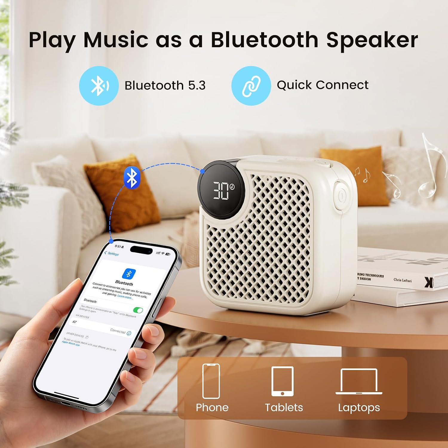 Portable Sound Machine with Voice Recording &18 Soothing Sounds | Portable Bluetooth Speaker with 5W Stereo Sound，Auto-Off Timer，16 Volume Levels Sleep Sound Machine for Adults Kids Baby