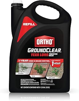 Ortho GroundClear Year Long Vegetation Killer Refill - Visible Results in 1 Hour, Kills Weeds and Grasses to the Root, Up to 1 Year of Weed and Grass Control, 1.33 gal.