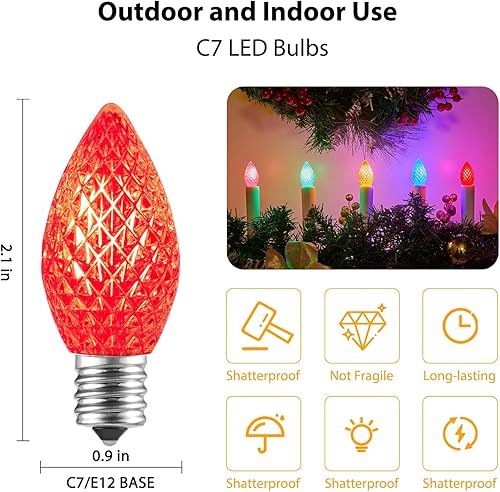 Vista 58 de Brightown - Bombilla LED C7 de repuesto para tira de luces de Navidad Azul