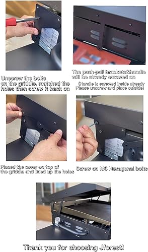 Miniatura 3 de Jforest Tapa dura de parrilla de 28 pulgadas, cubierta con bisagras con mango resistente al calor, compatible con parte superior de parrilla