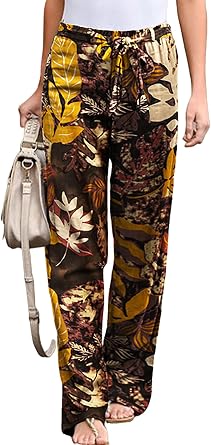 RJJ Floral Cotton Linen Trousers Womens 