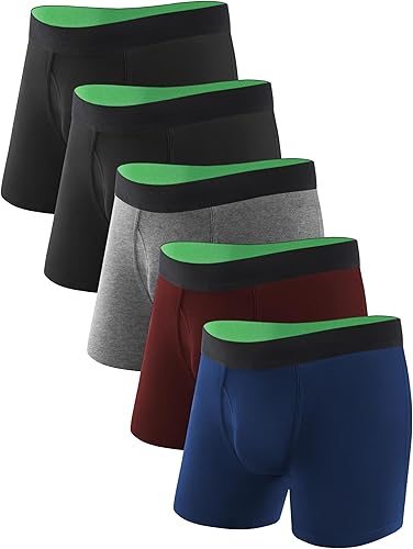 TIICHOO Ropa interior lavable para incontinencia para hombre, de absorción regular, calzoncillos tipo bóxer con bragueta, paquete de 5