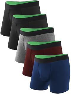 TIICHOO Washable Incontinence Underwear for Men Regular Absorbency Incontinence Boxer Briefs with Fly 5 Pack