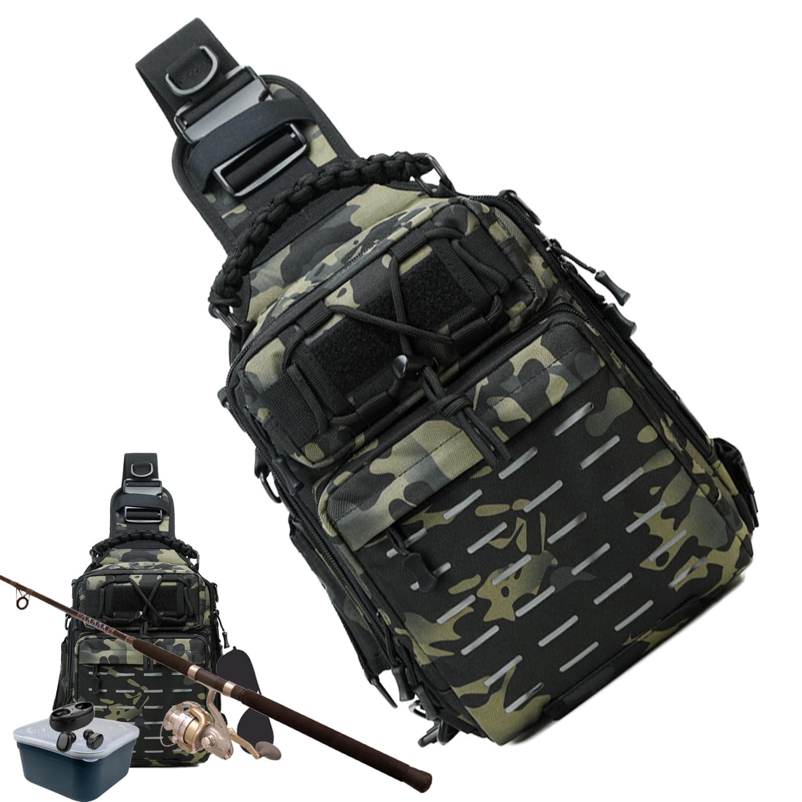 Borsa per attrezzatura da pesca - Borsa a tracolla da pesca Borsa a tracolla da pesca con grande capacità, borsa per attrezzatura da pesca | Borsa da pesca all'aperto Borsa a tracolla con fascia