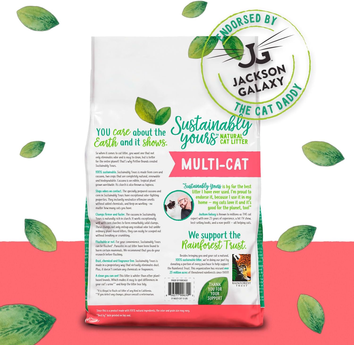 Sustainably Yours Natural Cat Litter, Multi-Cat, 13 lbs