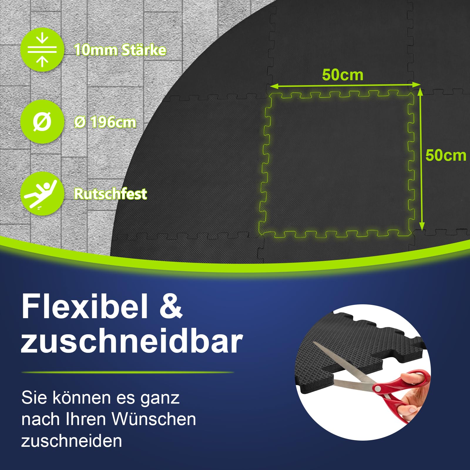 BEAUTYOVO Pool Unterlage Outdoor rund 196cm, 10mm Dicke Bodenschutz Matte für Pool/Planschbecken/Whirlpool, wasserdichte Eva Bodenschutzfolie Schwarz (3,02 m²)