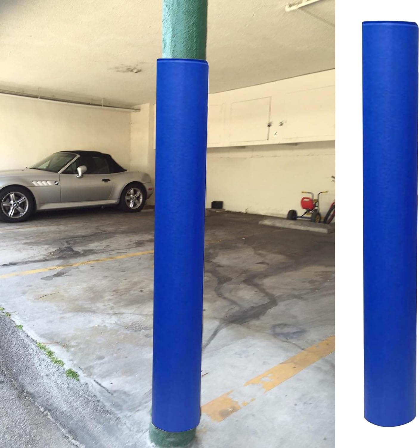 Round Pole Post Pads for Basketball Poles - 6ft Column Padding, 1" Thick Wrap-Around Protection for Garage & Basement Use - Blue A, Fits 5" Diameter Poles