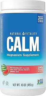 Natural Vitality Calm, Magnesium Supplement, Anti-Stress Drink Mix Powder, Gluten Free, Vegan, & Non-GMO, Watermelon, 16 oz