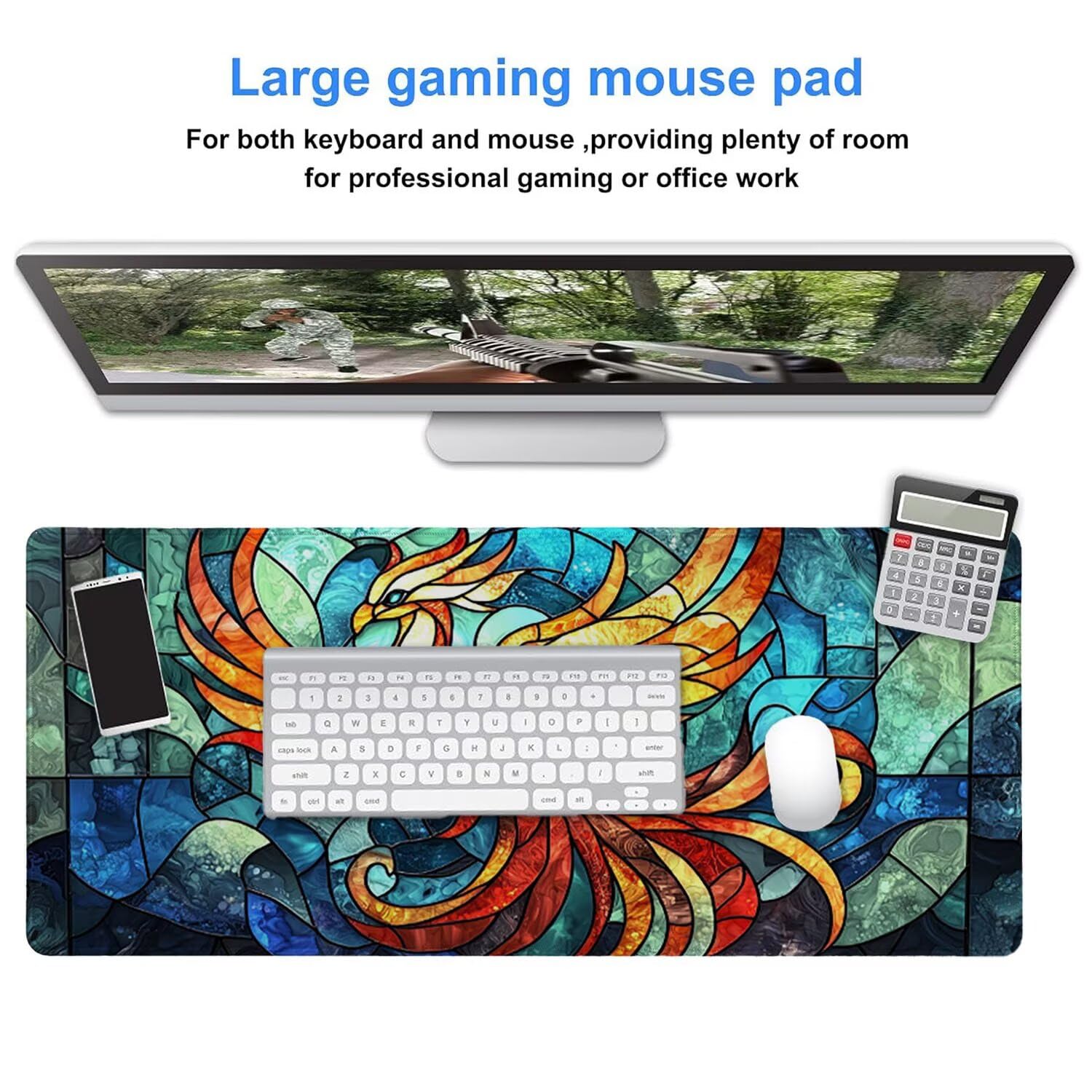 Podkładka pod mysz do gier, 1600 x 800 mm, XXL, duża gamingowa podkładka pod mysz, wodoodporna podkładka pod mysz, długa podkładka na biurko z przeszytymi krawędziami, mata na biurko z gumową podstawą
