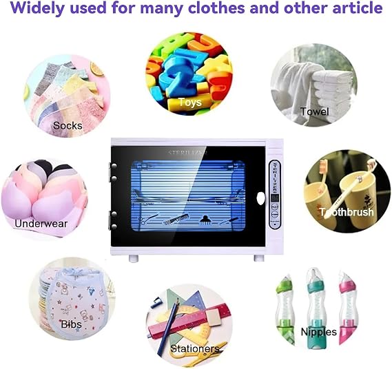 UV Sterilizer, Electric Steriliser with Timer, All-in-One Sterilizer 2 Layers Large for Baby Bottles, Soothers, Baby Toys, Salon, Dentistry, Large Capacity 8L, Professional UV Sterilizer