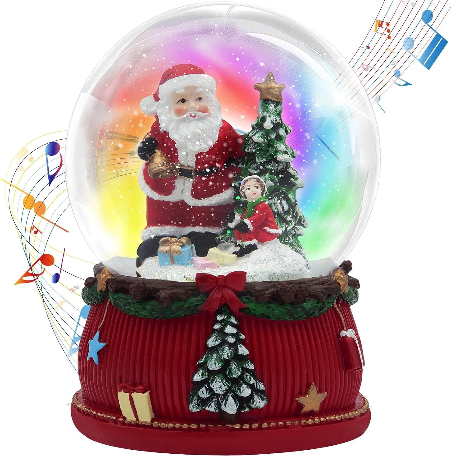 NURTUDIS 100mm Christmas Snow Globe, with 8 Music and Color Lights ...