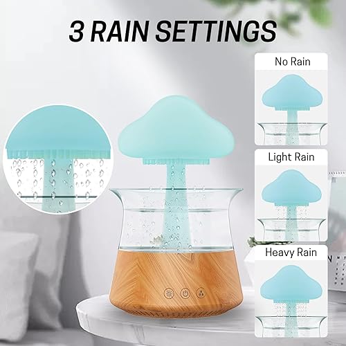 Miniatura 7 de Humidificador de gota de agua de lluvia, humidificador de lámpara de nube de hongos, difusores de aceite esencial, difusores de aromaterapia de
